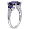 10.0mm Cushion-Cut Lab-Created Blue Sapphire Three Stone Ring in Sterling Silver