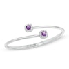 Thumbnail Image 0 of 5.0mm Cushion-Cut Amethyst and Lab-Created White Sapphire Frame Hinged Bangle in Sterling Silver
