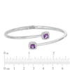 Thumbnail Image 1 of 5.0mm Cushion-Cut Amethyst and Lab-Created White Sapphire Frame Hinged Bangle in Sterling Silver