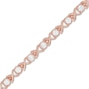 Thumbnail Image 0 of Lab-Created White Sapphire "XO" Link Bracelet in Sterling Silver with 18K Rose Gold Plate - 7.25"