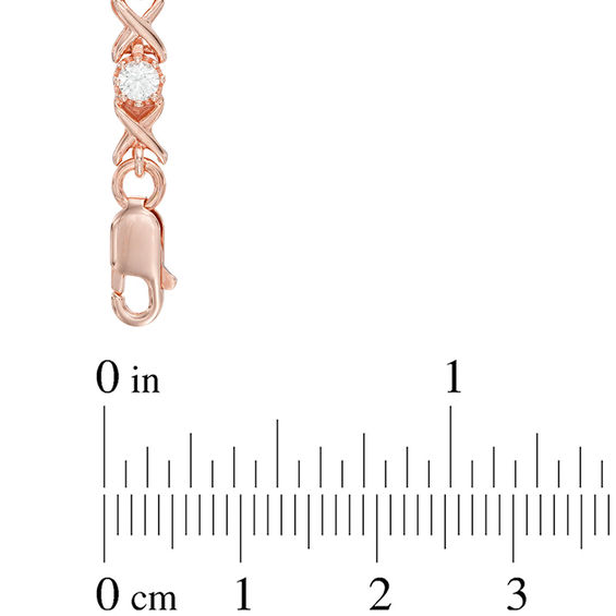 Lab-Created White Sapphire "XO" Link Bracelet in Sterling Silver with 18K Rose Gold Plate - 7.25"