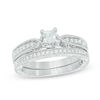 Thumbnail Image 0 of 0.45 CT. T.W. Princess-Cut Diamond Vintage-Style Bridal Set in 10K White Gold