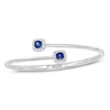 Thumbnail Image 1 of 5.0mm Cushion-Cut Lab-Created Blue and White Sapphire Frame Hinged Bangle in Sterling Silver