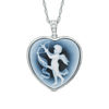 Thumbnail Image 0 of 18.0mm Heart-Shaped Agate and Lab-Created White Sapphire Cupid Cameo Pendant in Sterling Silver