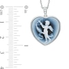 Thumbnail Image 1 of 18.0mm Heart-Shaped Agate and Lab-Created White Sapphire Cupid Cameo Pendant in Sterling Silver