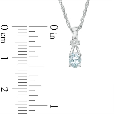 Oval Aquamarine and Diamond Accent Collar Pendant and Ring Set in Sterling Silver - Size 7