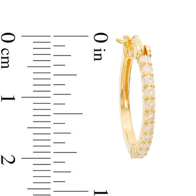 Lab-Created Yellow Opal Hoop Earrings in Sterling Silver with 18K Gold Plate