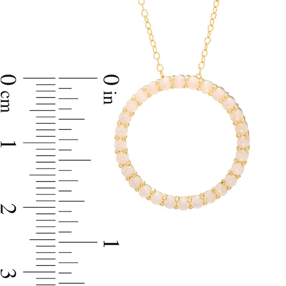 Lab-Created Yellow Opal Circle Pendant in Sterling Silver with 18K Gold Plate