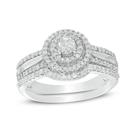 0.45 CT. T.W. Diamond Double Frame Bridal Set in 10K White Gold