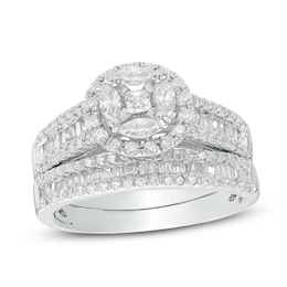 1.15 CT. T.W. Composite Diamond Frame Bridal Set in 10K White Gold