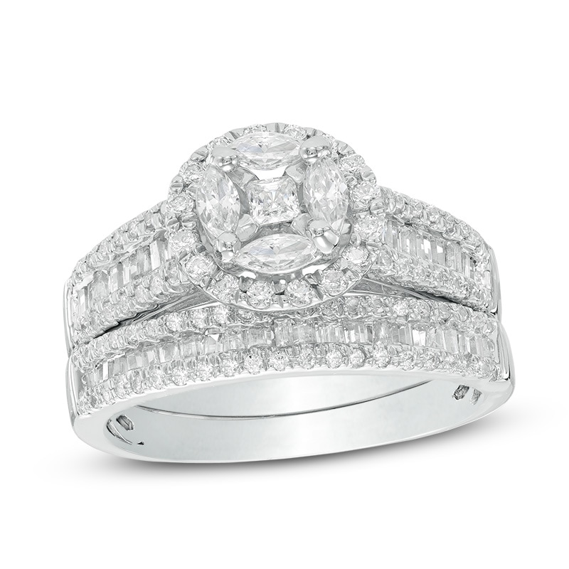 1.15 CT. T.W. Composite Diamond Frame Bridal Set in 10K White Gold|Peoples Jewellers