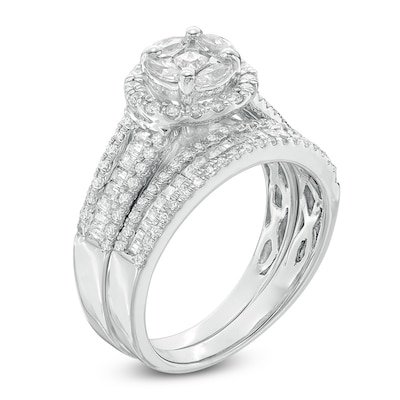 1.15 CT. T.W. Composite Diamond Frame Bridal Set in 10K White Gold