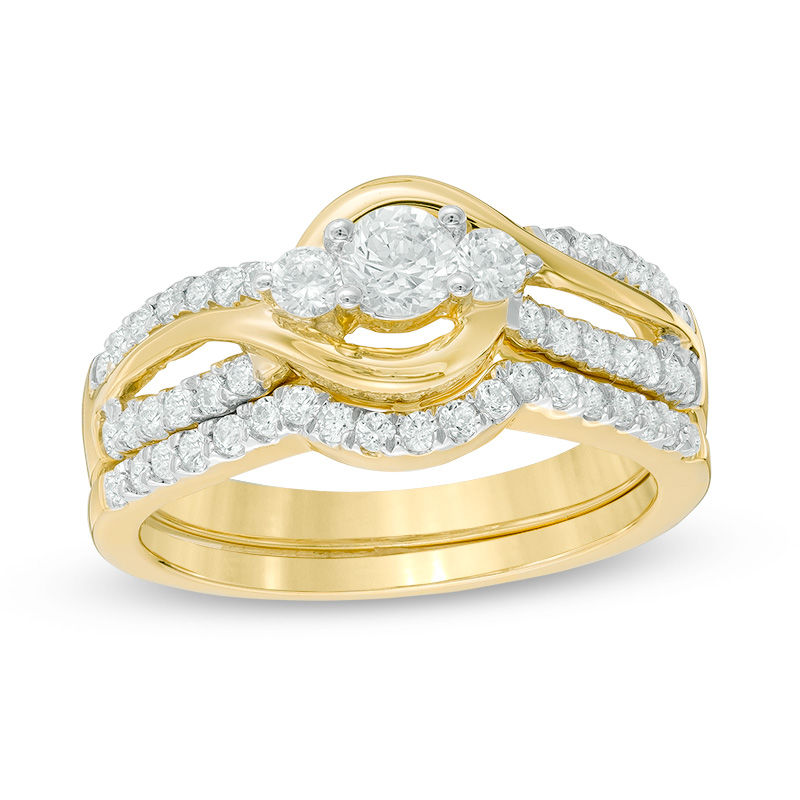 0.70 CT. T.W. Diamond Crossover Bridal Set in 10K Gold|Peoples Jewellers