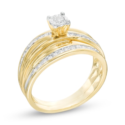 0.18 CT. T.W. Diamond Slant Bridal Set in 10K Gold