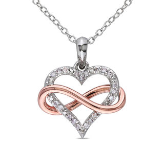 0.10 CT. T.W. Diamond Sideways Infinity Heart Pendant in Sterling Silver with Rose Rhodium Plating