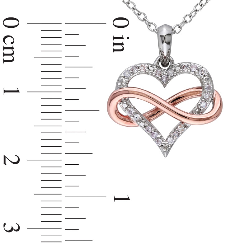 0.10 CT. T.W. Diamond Sideways Infinity Heart Pendant in Sterling Silver with Rose Rhodium Plating