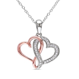 0.14 CT. T.W. Diamond Infinity Intertwining Heart Pendant in Sterling Silver with Rose Rhodium Plating