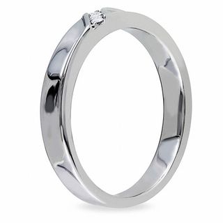 Men's Diamond Accent Three Stone Slant Band in Sterling Silver