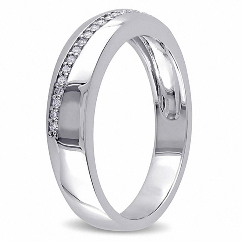 Men's 0.10 CT. T.W. Diamond Slant Band in Sterling Silver|Peoples Jewellers