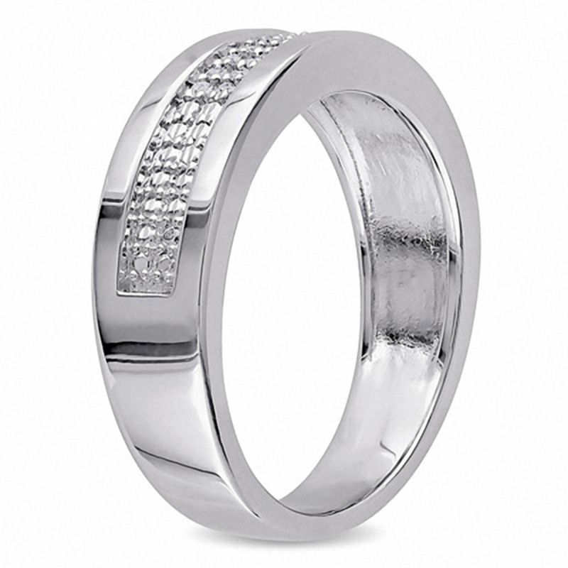 Men's 0.10 CT. T.W. Diamond Double Row Band in Sterling Silver