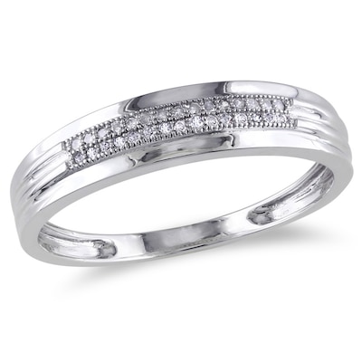 Men's CT. T.W. Diamond Double Row Milgrain Band in 10K White Gold