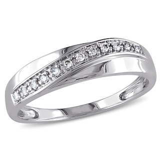 Men's 0.09 CT. T.W. Diamond Slant Band in 10K White Gold