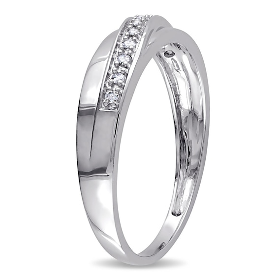 Men's 0.09 CT. T.W. Diamond Slant Band in 10K White Gold