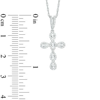 0.21 CT. T.W. Diamond Teardrop Cross Pendant in 10K White Gold