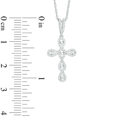 0.21 CT. T.W. Diamond Teardrop Cross Pendant in 10K White Gold