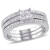 0.37 CT. T.W. Quad Princess-Cut Diamond Milgrain Three Piece Bridal Set in 10K White Gold