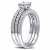 0.37 CT. T.W. Quad Princess-Cut Diamond Milgrain Three Piece Bridal Set in 10K White Gold