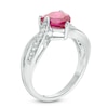 8.0mm Heart-Shaped Lab-Created Ruby and White Sapphire Split Shank Ring in Sterling Silver