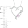 5.0mm Lab-Created Pink Sapphire Heart with "Love" Pendant in Sterling Silver