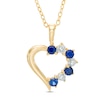 Lab-Created Blue and White Sapphire Heart Pendant in Sterling Silver with 18K Gold Plate