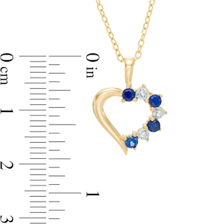 Lab-Created Blue and White Sapphire Heart Pendant in Sterling Silver with 18K Gold Plate