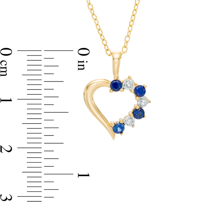 Main Image 2 of Lab-Created Blue and White Sapphire Heart Pendant in Sterling Silver with 18K Gold Plate