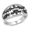 Thumbnail Image 1 of 0.25 CT. T.W. Enhanced Black and White Diamond Vintage-Style Fleur-de-Lis Ring in Sterling Silver