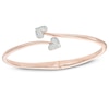Thumbnail Image 0 of Lab-Created White Sapphire Double Heart Hinged Bangle in Sterling Silver with 18K Rose Gold Plate