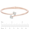 Thumbnail Image 1 of Lab-Created White Sapphire Double Heart Hinged Bangle in Sterling Silver with 18K Rose Gold Plate