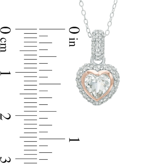 Heart-Shaped Lab-Created White Sapphire Frame Pendant and Earrings Set in Sterling Silver and 18K Rose Gold Plate