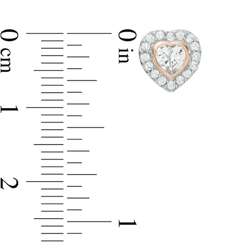 Heart-Shaped Lab-Created White Sapphire Frame Pendant and Earrings Set in Sterling Silver and 18K Rose Gold Plate
