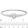 Unstoppable Love™ 6.0mm Lab-Created White Sapphire Heart Frame Bangle in Sterling Silver and 14K Rose Gold Plate