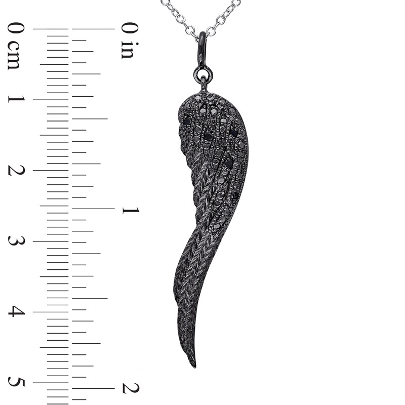 Black Diamond Accent Wing Pendant in Sterling Silver|Peoples Jewellers