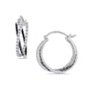 Thumbnail Image 0 of 0.27 CT. T.W. Enhanced Black and White Diamond Crossover Hoop Earrings in Sterling Silver