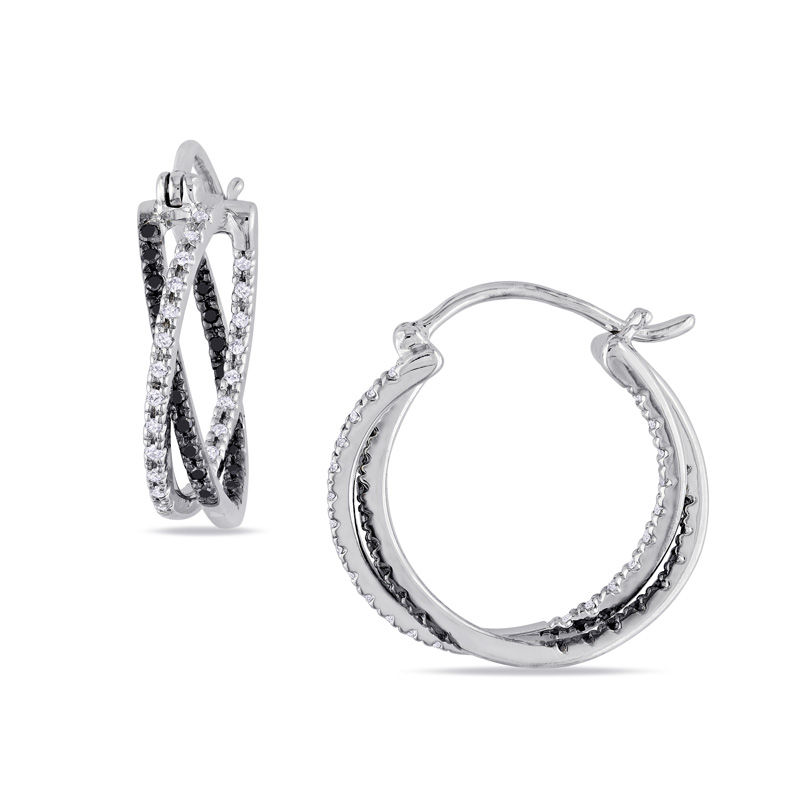 Diamond crossover Black & top White Earrings