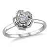 Diamond Accent Solitaire Rose Ring in Sterling Silver