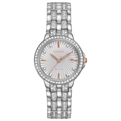 Ladies' Citizen Eco-Drive® Silhouette Crystal Watch With Silver-Tone Dial (Model: EW2340-58A)