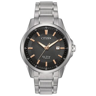 Men's Citizen Eco-Drive® Titanium Watch with Black Dial (Model: AW1490-50E)