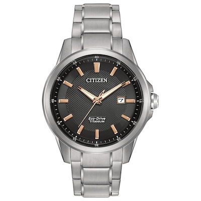 Men's Citizen Eco-Drive® Titanium Watch with Black Dial (Model: AW1490-50E)