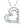 Thumbnail Image 1 of Diamond Accent Tilted Heart Pendant in Sterling Silver